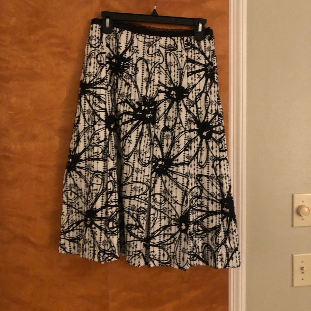 Elegant Black and White Floral Skirt